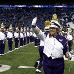 University of Washington senior Sarah Doty and fellow UW Marching Band members play at the Dec. 31 Peach Bowl as No. 4 Washington takes on No. 1 Alabama.