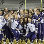 Sequim High grads Sarah Doty (middle row, third from left) and Mikaele Baker (back row, far right) join their fellow UW Marching Band piccolo players for a &ldquo;selfie.&rdquo; Submitted photo