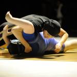 Sequim&rsquo;s Sarah Ulmer, 190, pins North Mason&rsquo;s Ashlee Johnson in 1:51 at the first Olympic League Girls Dual Meet. Sequim Gazette photo by Matthew Nash