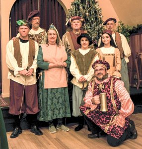 Decked out in their finery are, from left, cast members Jeff Clinton, Carl Honore, Tracy Williams, Rich Hendricksen, Kaylee Ditlifsen, Karl Hatton, Erin Gordon and Allison, who goes by one name only. Submitted photo
