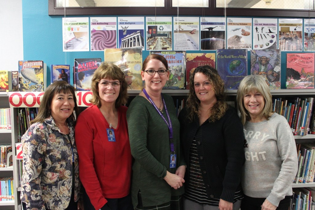 Last fall, the Beta Nu Chapter of Delta Kappa Gamma Society International (a women educators&rsquo; professional and philanthropic organization) announced the opportunity for the Community Education Grant open to local nonprofit agencies for educational projects. Greywolf Elementary School staff members applied for four separate grants and all were approved and have been awarded to the school. They include grants for art lessons ($2,400), the drama club ($2,000), an after-school math program ($500) and support materials for reading instruction of the Common Core Language Arts program ($3,000). Pictured, from left, are Greywolf staff members Monique Brasher, Carol Lichten, Krista Chatters, Shannon Green and Sheri Burke. Photo by Darcy Lamb