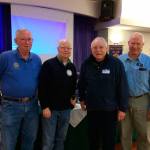 Sequim Sunrise Rotary charter members, from left, Dave Salmon, Ron Bell, Dave Cummins and Russ Mellon, stand for a photo at the club&rsquo;s 30th anniversary of its first meeting. Fellow charter member Joe Corn remains active in the club too but was not at the meeting.