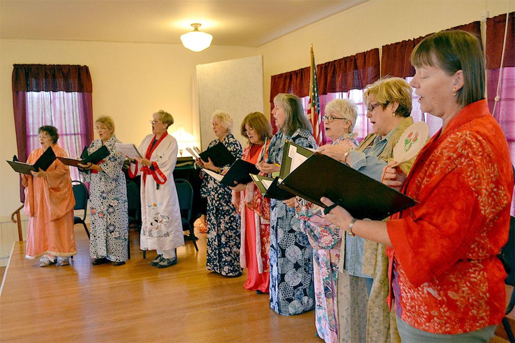 The women of &ldquo;The Mikado&rdquo; make their grand entrance in colorful costumes in Readers Theatre Plus&rsquo; Gilbert & Sullivan show in the Dungeness Schoolhouse.                                 Sequim 
Gazette file photo by 
Matthew Nash