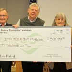 From left, at the check presentation, are Eric Lewis, CEO, Olympic Medical Center; Bruce Skinner, executive director, Olympic Medical Center Foundation; Dave Flodstrom, chairman, First Federal Foundation Board; Karen McCormick, executive director, First Federal Foundation; and John Nutter, chairman, Olympic Medical Center Board of Commissioners. Submitted photo