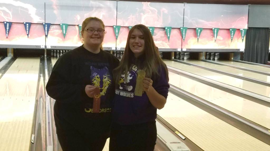 Dakota Henderson and Destiny Staus advance to the West Central District III bowling tournament in Tacoma after a strong showing in Silverdale. Photo courtesy of Donna Staus