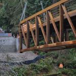 The new bridge in Sequim Bay State Park spans 210 feet in three sections and weighs 177,000 pounds. Sequim Gazette photo by Matthew Nash