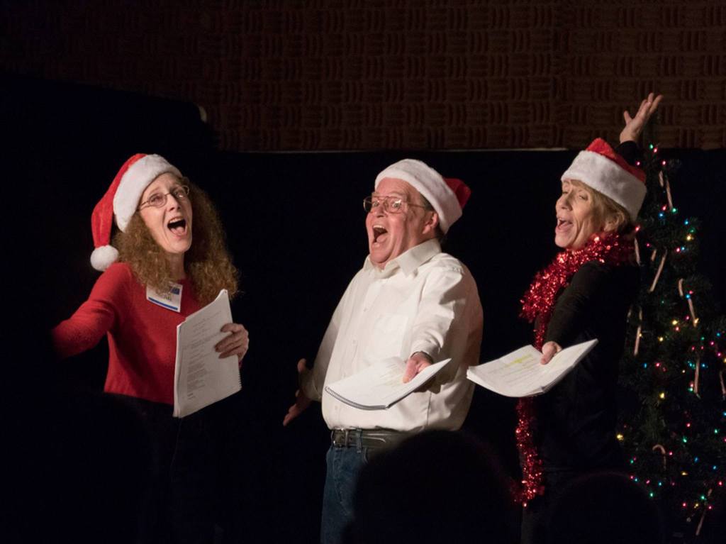 &ldquo;The Christmas Bench&rdquo; from November 2015 featured, from left, Barbara Drennan, Ric Munhall and Teresa Pierce. Photo courtesy of Readers Theatre Plus