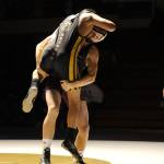 Sequim&rsquo;s Ben Newell, 132 pounds, picks up Bremerton&rsquo;s Alex Mafnas during their match on Jan. 5 in Sequim. Newell went on to pin Mafnas in 1:22. Sequim Gazette photo by Matthew Nash