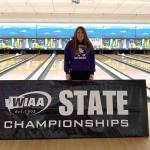 Destiny Staus stands in Narrows Plaza Bowl before the 1A/2A state bowling tournament last weekend. She&rsquo;s the first Sequim bowler to compete at state since 2011. Photo courtesy of Randy Perry