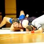 Austin Budd takes down a North Mason wrestler in January and this weekend he competes for the first time at the 2A state tournament after taking second place at 170 pounds at the regional tournament. Sequim Gazette file photo by Matthew Nash