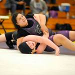 Madison Uranga earned fourth place at 195 pounds with a pin in the consolation over Amanda Smith of Spanaway Lake in 3:28. Sequim Gazette photo by Matthew Nash