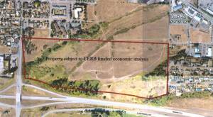 A $50,000 grant could help pay for a consultant to identify the best development opportunities and solutions for challenges at 55 acres of the Bell Creek Village site north of U.S. Highway 101 and east of North Sequim Avenue. Photo courtesy of City of Sequim