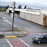 The view from Sequim VFW shows much of the span of North Sunnyside Avenue where crews this summer will reconstruct the road for new water and sewer pipeline. (Matthew Nash/Olympic Peninsula News Group)