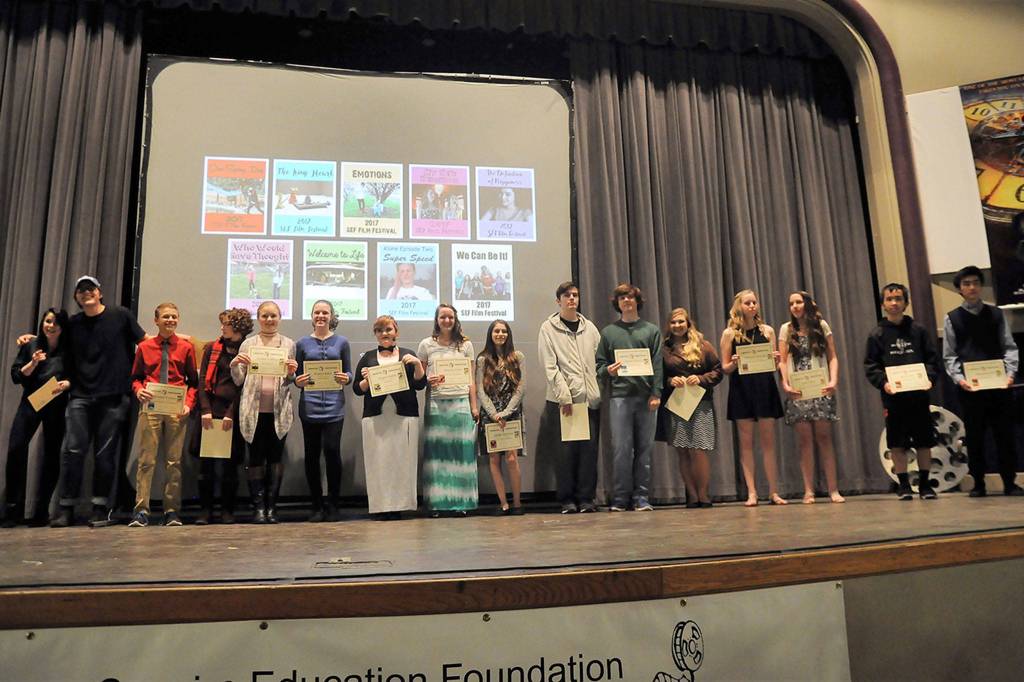 The Student Film Festival and Art Show featured 21 filmmakers and nine of their films on April 21, in Sequim High School&rsquo;s Auditorium. Sequim Gazette photo by Matthew Nash