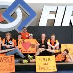The Port Townsend robotics team, Roboctipi &mdash; Sam Jasper, Spencer Drewry, Pallas Burhen, Max Morningstar, Chance Kane, JR Kienle, Ella Ashford, Emily Skeel and Aaron Robert, from left &mdash; competed with roughly 400 teams from around the world at the FIRST Robotics competition in Houston. (Port Townsend Robotics)