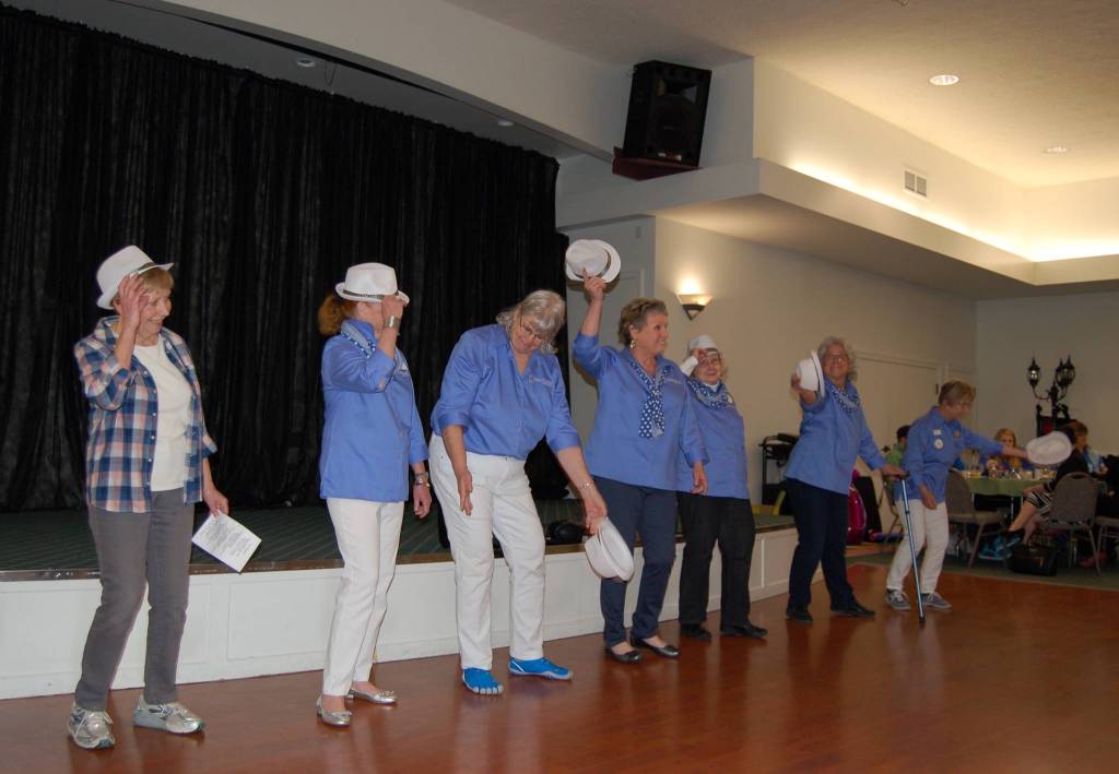 Members from Soroptomist International of Sequim performed a musical number at the Crazy Daze Breakfast on Friday, April 5. The Soroptimists won the Pioneer Award during the breakfast ceremony. Sequim Gazette photo by Erin Hawkins