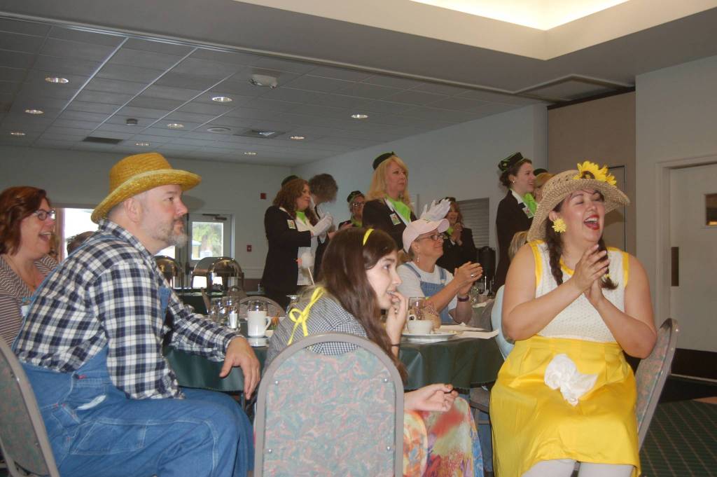 Kevin James, left, Savannah Minker and Jodi Minker sport their costumes during the Crazy Daze Breakfast on Friday, April 5. Sequim Gazette photo by Erin Hawkins