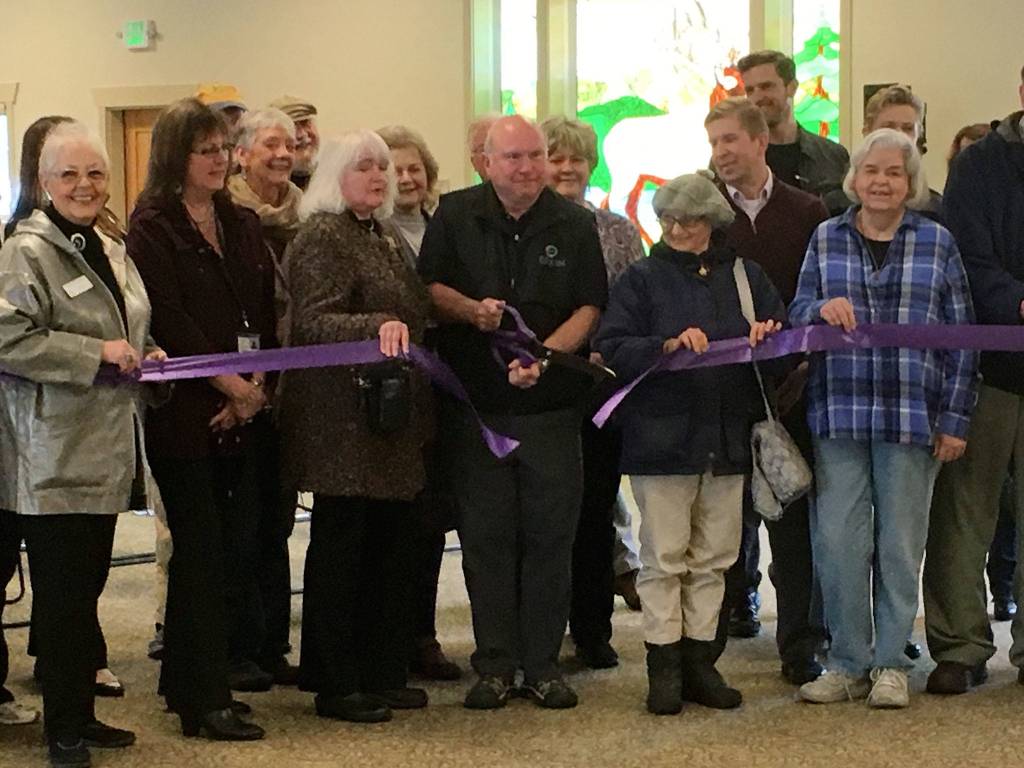 Sequim Mayor Dennis Smith and representatives with the City of Sequim and Sequim-Dungeness Valley Chamber of Commerce cut the ribbon on the remodel of the Guy Cole Convention Center in Carrie Blake Community Park on May 16. Sequim Gazette photos by Matthew Nash