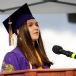 Sequim High senior Morgan Bingham delivers her co-valedictorian speech Friday night. Sequim Gazette photo by Michael Dashiell