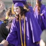 Sydney Balkan gets thanks from Sequim High staffers Friday night at Sequim High School&rsquo;s Class of 2017 commencement ceremony. Sequim Gazette photo by Michael Dashiell