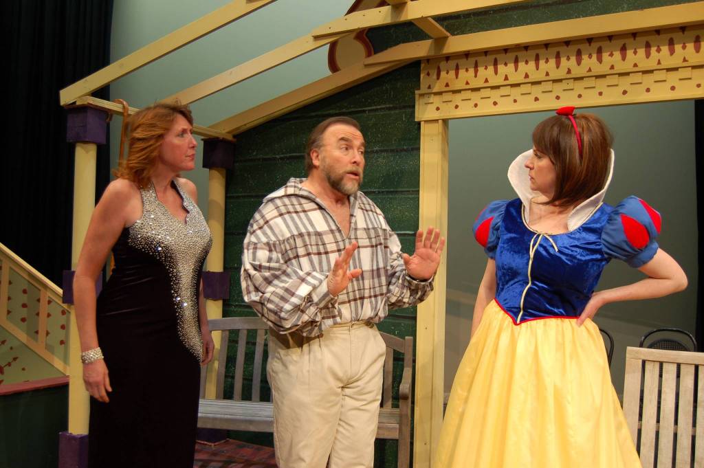 Sara Nicholls playing the role of Sonia, left, acts out a scene with cast siblings Ron Graham playing Vanya and Angela Poynter playing the role of Masha. Sequim Gazette photo by Erin Hawkins