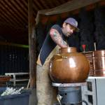Zion Hilliker, co-owner of B&B Family Farm, readies some lavender for distillation prior to last year&rsquo;s Sequim Lavender Weekend. The farm&rsquo;s Hidcote pink lavender and Grosso lavender received gold certification from the U.S. Lavender Oil Awards. Sequim Gazette file photo by Matthew Nash