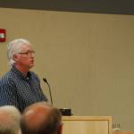 Neil Latta of Latta Engineering, PLLC, speaks on June 12 at the Sequim City Council about the Bell Hill Estates development. He said the development won&rsquo;t adversely impact the Roosevelt elk and it will remain well under the needed amount for traffic provisions. Sequim Gazette photo by Erin Hawkins