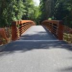 Sequim Bay Bridge continues the Olympic Discovery Trail through Sequim Bay State Park and rests over an unnamed creek that park officials planted native vegetation next to in order to create a better fish habitat. The bridge was constructed as part of a court order to replace restricting culverts for fish passage. Sequim Gazette photo by Matthew Nash