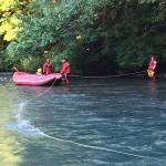 Clallam County Fire District 3 firefighters helped a 14-year-old boy across the Dungeness River on Saturday.