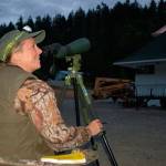 Shelly Ament, Department of Fish and Wildlife assistant district biologist for Clallam and west Jefferson counties, pointed to one of the areas at the Dungeness Fish Hatchery where bats exit the building to hunt for food in the evenings. Ament and others are trying to find where bat populations are located within her district to track any decline in populations that might be affected by white-nose syndrome. Sequim Gazette photo by Erin Hawkins