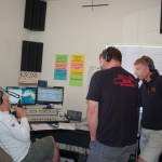 Left, Dick Goodman of KSQM 91.5 FM hosts Brad Cash and John Reynolds of 92.9 KISM Classic Rock as the two discussed how they met Robert Streett and encouraged support for the family after a tragic car accident in Colorado took the lives of two family members. Sequim Gazette photos by Erin Hawkins