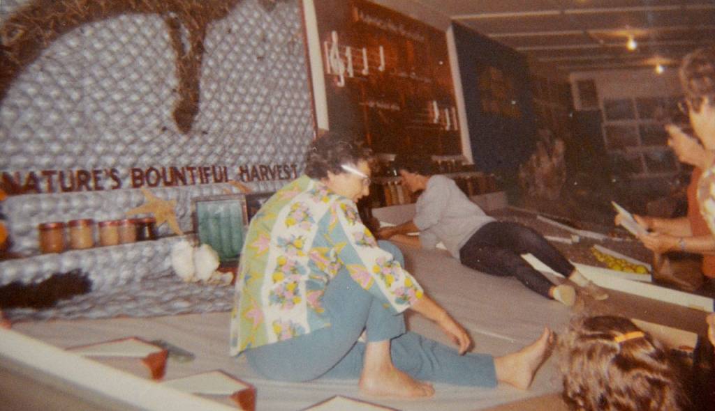 Sequim Prairie Grange members prepare the group&rsquo;s display at the Clallam County Fair in 1969. Photo courtesy of Sequim Prairie Grange