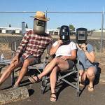 Rachel Mills, right, joins Jerry and Patty Pino in Oregon for a solar eclipse viewing. Submitted photo