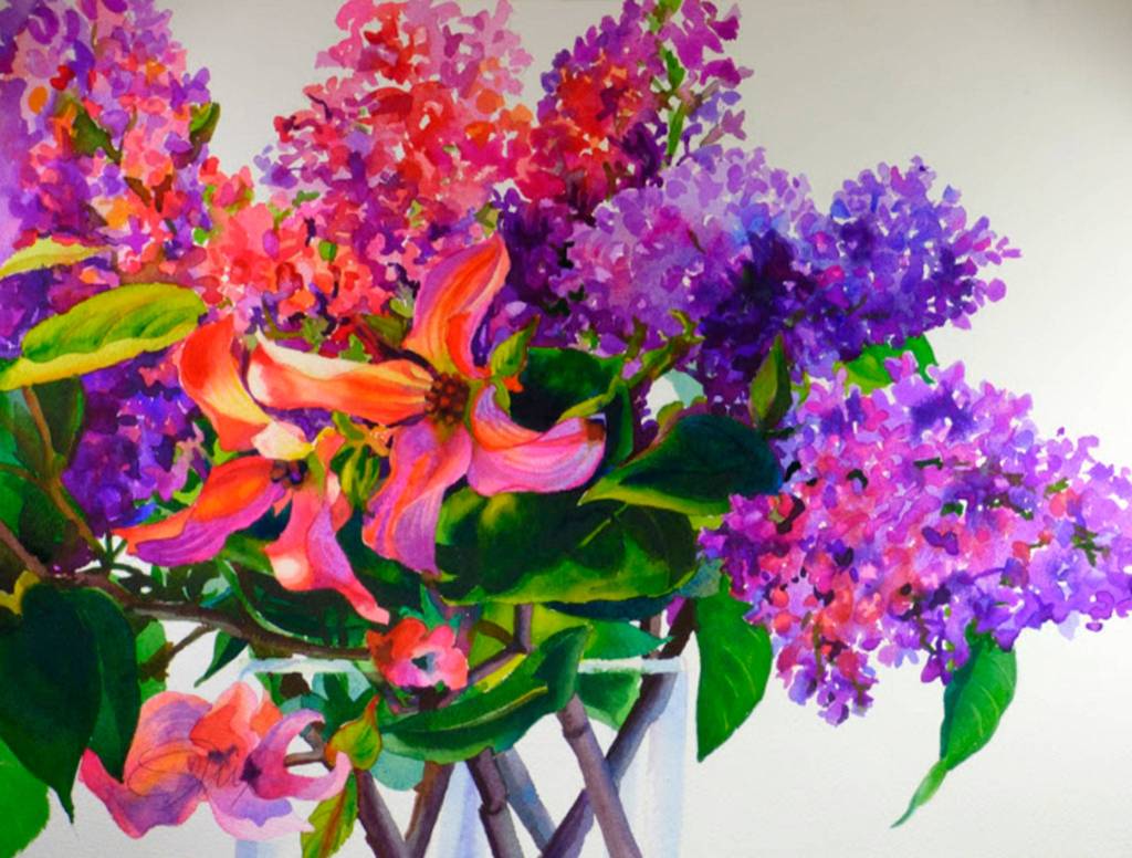 &ldquo;Lilacs and Pink Dogwood&rdquo; by Catherine Mix