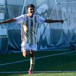 Adrian Benitez celebrates a Peninsula goal in a 6-1 win over Everett on Sept. 13. Benitez had a goal and an assist in the win, and now leads the NWAC in assists with four. Photo courtesy of Peninsula College