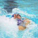 Sequim&rsquo;s Sydnee Linnane kicks off the Wolves&rsquo; 200 medley relay on Sept. 28. against Bremerton. Sequim Gazette photo by Michael Dashiell