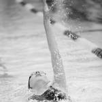 Eislynn Flood swims the backstroke leg of the 200 individual relay as the Sequim Wolves take on Klahowya Oct. 5 at the YMCA of Sequim. Sequim Gazette photo by Michael Dashiell