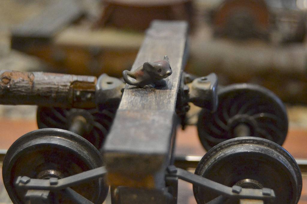 This mouse was glued to Pat Furey&rsquo;s train after the Dungeness River Festival one year, he said, because he forgot to put it back in place the second day of the festival and a girl came back to show a friend and it was gone. &ldquo;She couldn&rsquo;t find it and was almost in tears,&rdquo; he said. &ldquo;I glued it there later so I&rsquo;d never forget it again.&rdquo; Sequim Gazette photo by Matthew Nash