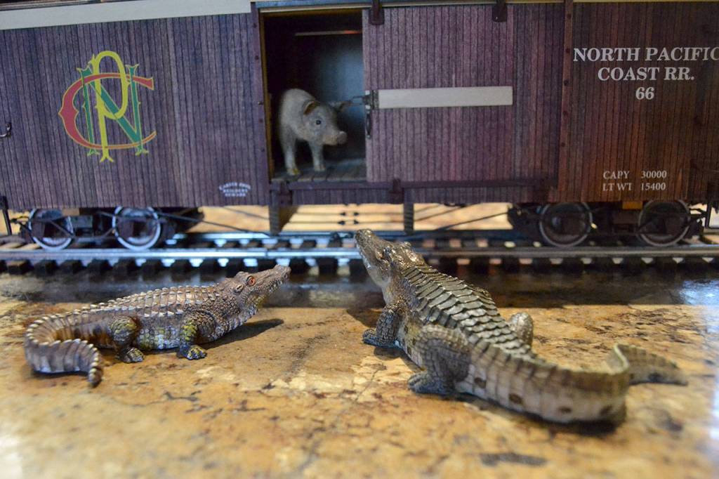 In Pat Furey&rsquo;s train collection, he views them as a 3-D painting where he tries to set an interesting scene that makes you want to look closer. Sequim Gazette photo by Matthew Nash