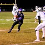 Sequim&rsquo;s Kyler Rollness , left, makes a catch for a first down in the red zone against Olympic setting up a touchdown by Gavin Velarde in the third quarter. Sequim Gazette photo by Matthew Nash