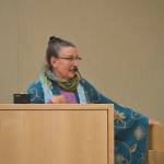 Ruth Marcus of Sequim speaks to Sequim city councilors on Oct. 23 about enforcing stricter guidelines for owners of &ldquo;potentially dangerous dogs&rdquo; by installing steel fencing and grating so that the dogs can&rsquo;t get out. Sequim Gazette photo by Matthew Nash
