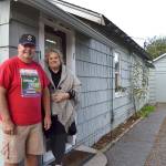 Stephen Rosales, board president for the Sequim Food Bank, and Andra Smith, executive director, stand at the new addition at 154 W. Alder St., next to the food bank at 144 W. Alder St. Smith said so far theyll use it for additional parking and make plans for the building sometime in 2018. Sequim Gazette photos by Matthew Nash
