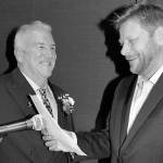 At left, newly-elected Building Industry Association of Washington President Kevin Russell and Rep. Mike Chapman. Photo courtesy of North Peninsula Building Association