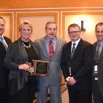 Representatives with the Clallam County Sheriffs Office gather for a photo after receiving accreditation for the Corrections Department at the WASPC awards banquet on Nov. 15. Those at the event include, from left, Corrections Sgt. Don Wenzl, Chief Corrections Deputy Wendy Peterson, Sheriff Bill Benedict, Chief Criminal Deputy Brian King, and Sheriff Brian Burnett (WASPC President). Submitted photo