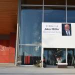 A memorial is setup outside the Sequim Civic Center in honor of John Miller, a city councilor who died on Nov. 29. Sequim Gazette photo by Matthew Nash