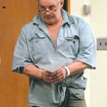 Roger Garman of Sequim enters Clallam County Superior Court in Port Angeles in connection with alleged threats made to a Jamestown SKlallam school bus driver and the tribal office. (Keith Thorpe/Peninsula Daily News)                                Roger Garman of Sequim enters Clallam County Superior Court in Port Angeles. (Keith Thorpe/Peninsula Daily News)