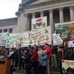 Activists try to occupy the front steps of the state capitol