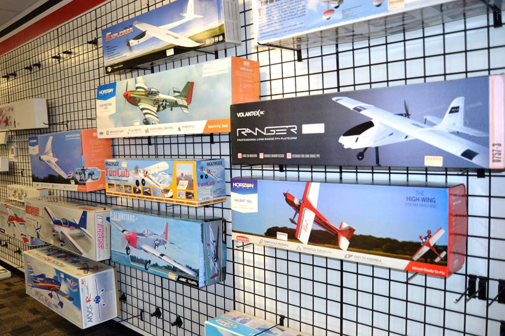 Remaining items in Remote Control Hobbies Sequim include airplanes, vehicle parts, tools, trains, cars, drones, rockets, batteries, chargers and more. Sequim Gazette photo by Matthew Nash