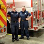 In January, career and volunteer firefighters selected Stefanie Anderson, left, and Anaka Hughes as Clallam County Fire District 3s Career Firefighter and Volunteer Firefighters of 2017. Anderson started as an Explorer at age 15 and was hired full-time in 2006. Hughes became a volunteer firefighter about four years ago. Sequim Gazette photo by Matthew Nash
