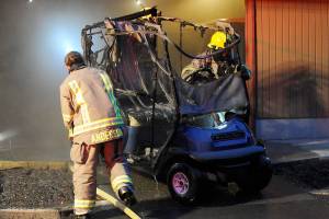 Golf cart catches fire at golf course